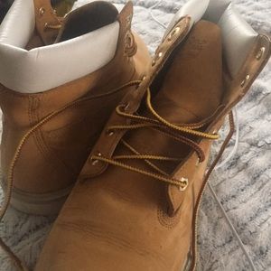 Timberlands with white around the top